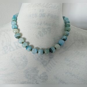 💙🩵 vintage blue agate natural stone gorgeous necklace 19" 💙🩵